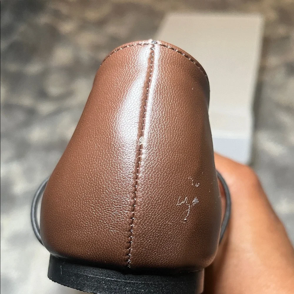 Brown Square-Toe Crisscross Strap Flats - Picture 16 of 17